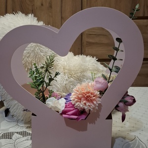 Szív alakú virágbox  - otthon & életmód - virágdekoráció - virágok - virágbox - Meska.hu