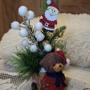 �Macimikulás kisszekérrel és műfenyő ágakkal� - karácsony - karácsonyi lakásdekoráció - karácsonyi lakásdíszek - Meska.hu