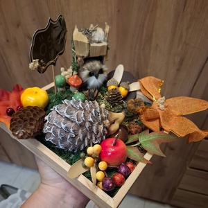 �����Baglyos és sünis őszi asztaldísz����� - otthon & életmód - dekoráció - asztal és polc dekoráció - asztaldísz - Meska.hu