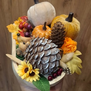 ����őszi Sünis-tökös asztaldísz���� - otthon & életmód - dekoráció - asztal és polc dekoráció - asztaldísz - Meska.hu