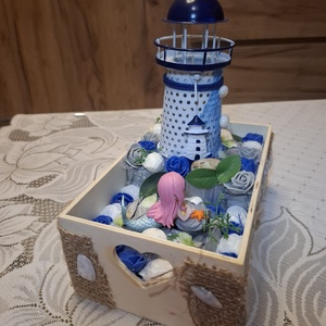 ������Sellős és világítótornyos nyári asztaldísz������ - otthon & életmód - dekoráció - asztal és polc dekoráció - asztaldísz - Meska.hu