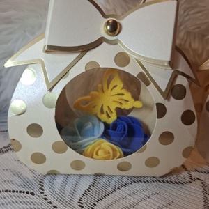 Anyáknapi, nőnapi, valentinnapi mini virágtáska pezsgő színű - otthon & életmód - virágdekoráció - virágdíszek - asztali virágdísz - Meska.hu