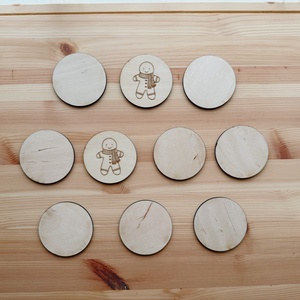 Karácsonyi memóriajáték  Fa korongokkal (10 db) - játék & sport - készségfejlesztő és logikai játék - memória játékok - Meska.hu