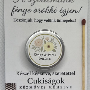 Esküvői köszönetajándék gyertya - Meska.hu