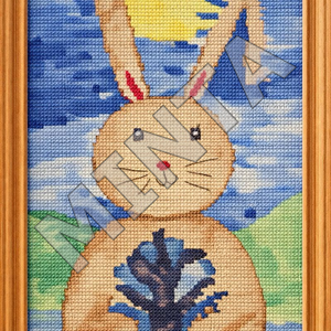 Egyedi hímzett kép gyermekrajz alapján, Művészet, Textilkép, Keresztszemes, Hímzés, MESKA