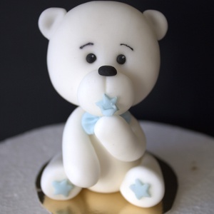 Fehér fondant maci cukorfigura babaváró vagy keresztelő tortára  lányos és fiús változatban - otthon & életmód - konyhafelszerelés, tálalás - sütés, főzés - sütidísz - Meska.hu