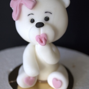 Fehér fondant maci cukorfigura babaváró vagy keresztelő tortára  lányos és fiús változatban - Meska.hu