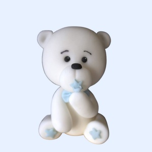 Fehér cumis fondant maci cukorfigura  kézzel készített tortadísz keresztelőre, babaváróra, első szülinapra - otthon & életmód - konyhafelszerelés, tálalás - sütés, főzés - sütidísz - Meska.hu