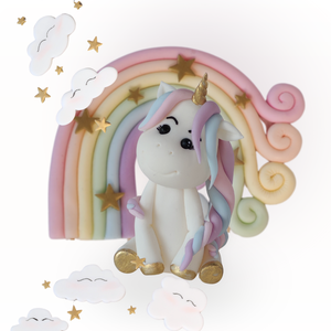 Kézműves unikornis fondant figura  pasztell tortadísz lányos születésnapra, babaváróra  - otthon & életmód - konyhafelszerelés, tálalás - sütés, főzés - sütidísz - Meska.hu