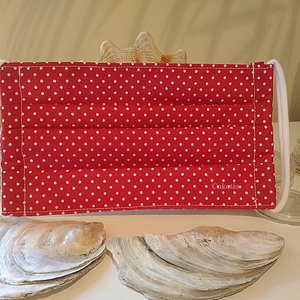 Pöttyös maszk, zsebes bélés, fülkímélő - Meska.hu