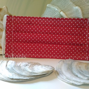 Piros pöttyös, egyrétegű, fülkímélő maszk - Meska.hu