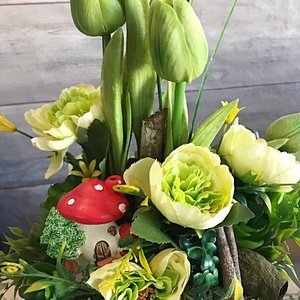 Zöld mű tulipános asztaldísz - otthon & életmód - dekoráció - Meska.hu
