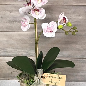 1 ágas real touch (mű) orchidea feldíszítve anyák napjára - Meska.hu