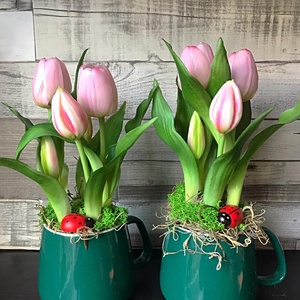 Cserepes mű tulipán bögrében - otthon & életmód - dekoráció - Meska.hu
