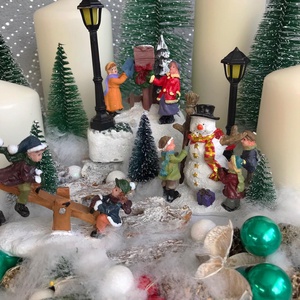 Fa tálcás hosszú adventi asztaldísz gyertyákkal - Meska.hu