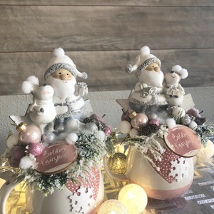 Mikulás és Rénszarvasos asztaldísz - karácsony - adventi díszek - adventi asztaldísz - Meska.hu