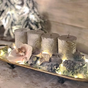 Arany tálas adventi koszorú - Meska.hu