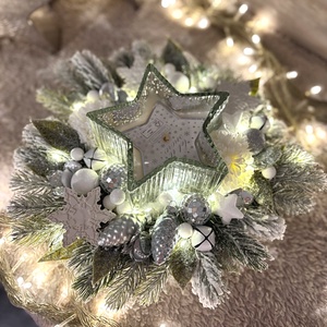 Csillag gyertyás karácsonyi asztaldísz - Meska.hu