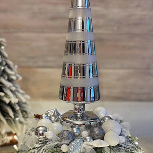 Modern ledes fenyőfa karácsonyi asztaldísz - karácsony - adventi díszek - adventi asztaldísz - Meska.hu