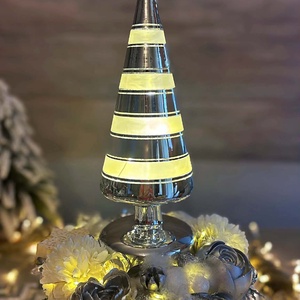 Modern ezüst ledes fenyőfa karácsonyi asztaldísz - Meska.hu