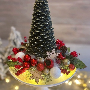 Fenyőfa gyertyás asztaldísz - karácsony - adventi díszek - adventi asztaldísz - Meska.hu