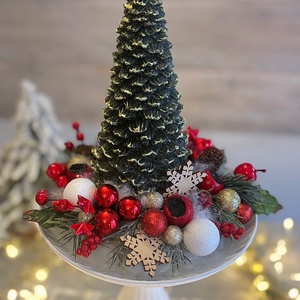 Fenyőfa gyertyás asztaldísz - karácsony - adventi díszek - adventi asztaldísz - Meska.hu