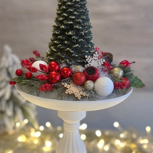 Fenyőfa gyertyás asztaldísz - karácsony - adventi díszek - adventi asztaldísz - Meska.hu