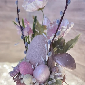 Rózsaszín plüss húsvéti tojásos asztaldísz, Ünnepi díszek, dekorációk, Húsvéti díszek és dekorációk, Húsvéti asztaldíszek, Virágkötés, MESKA