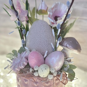 Rózsaszín plüss húsvéti tojásos asztaldísz - ünnepi díszek, dekorációk - húsvéti díszek és dekorációk - húsvéti asztaldíszek - Meska.hu