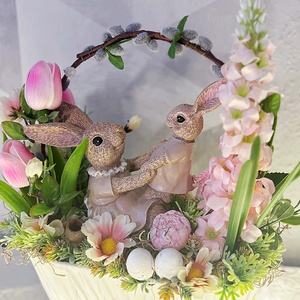 Ovális nyuszis asztaldísz - ünnepi díszek, dekorációk - húsvéti díszek és dekorációk - húsvéti asztaldíszek - Meska.hu