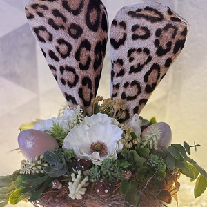 Leopárd mintás nyuszi füles tál - ünnepi díszek, dekorációk - húsvéti díszek és dekorációk - húsvéti asztaldíszek - Meska.hu