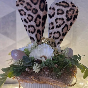 Leopárd mintás nyuszi füles tál - ünnepi díszek, dekorációk - húsvéti díszek és dekorációk - húsvéti asztaldíszek - Meska.hu