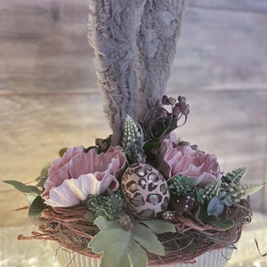 Barna plüssös nyuszi füles tál - ünnepi díszek, dekorációk - húsvéti díszek és dekorációk - húsvéti asztaldíszek - Meska.hu