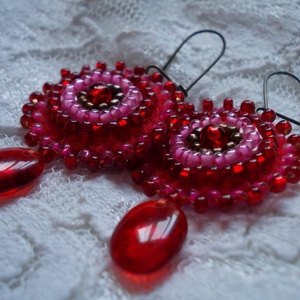 Pink-piros napocska fülbevaló -  - Meska.hu