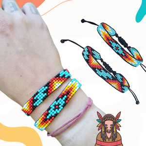Gyöngyszövött navajo stílusú, indián mintás bohém karkötő � kézzel készült, állítható méretFontos információ: A feltünte - ékszer - karkötő - gyöngyös karkötő - Meska.hu
