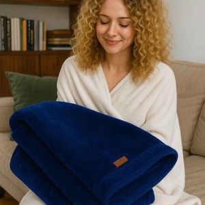 Meleg-puha duplarétegű takaró királykék - otthon & életmód - lakástextil - felnőtt takaró, pléd - Meska.hu