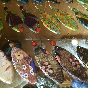 Klimt fülbevaló - életfa-föld - ékszer - fülbevaló - lógó fülbevaló - Meska.hu