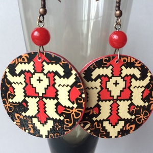 Batik nagy köre fülbevaló - ékszer - fülbevaló - lógós kerek fülbevaló - Meska.hu