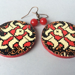 Batik nagy köre fülbevaló - ékszer - fülbevaló - lógós kerek fülbevaló - Meska.hu