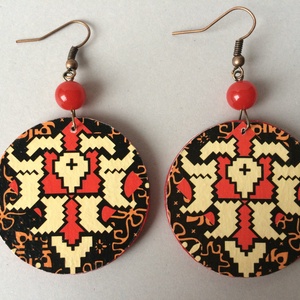 Batik nagy köre fülbevaló - ékszer - fülbevaló - lógós kerek fülbevaló - Meska.hu