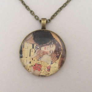Klimt No.2 üveglencsés nyaklánc - csók - ékszer - nyaklánc - medálos nyaklánc - Meska.hu