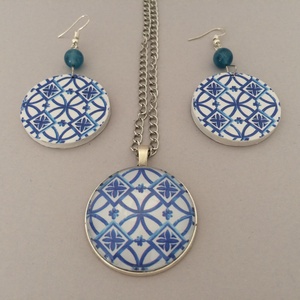Azori azulejo No.5 fülbevaló - ékszer - fülbevaló - lógós kerek fülbevaló - Meska.hu Azori azulejo No.5 fülbevaló - ékszer - fülbevaló - lógós kerek fülbevaló - Meska.hu