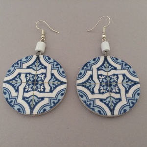Azulejo No.12 fülbevaló - ékszer - fülbevaló - lógós kerek fülbevaló - Meska.hu