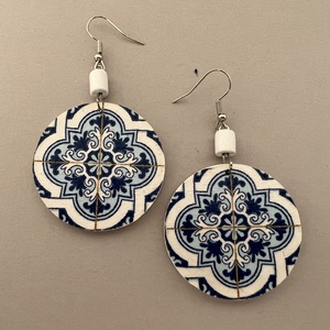 Azulejo No.13 fülbevaló - ékszer - fülbevaló - lógós kerek fülbevaló - Meska.hu