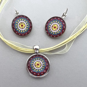 Inka mandala No.9 üveglencsés ékszerszett - ékszer - ékszerszett - Meska.hu