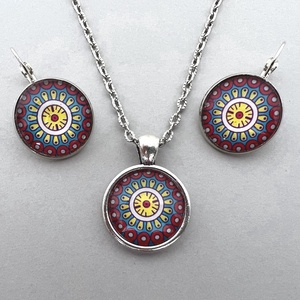 Inka mandala No.9 üveglencsés ékszerszett - ékszer - ékszerszett - Meska.hu
