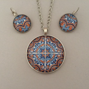 Korallos azulejo No.4 nyaklánc - ékszer - nyaklánc - medálos nyaklánc - Meska.hu