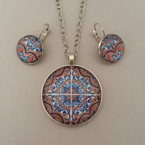 Korallos azulejo No.4 nyaklánc - ékszer - nyaklánc - medálos nyaklánc - Meska.hu