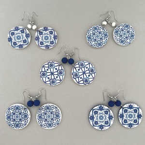 Azori azulejo No.10 fülbevaló - ékszer - fülbevaló - lógós kerek fülbevaló - Meska.hu