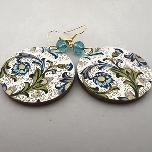 Toszkán kékek köre No.2 fülbevaló - ékszer - fülbevaló - lógós kerek fülbevaló - Meska.hu